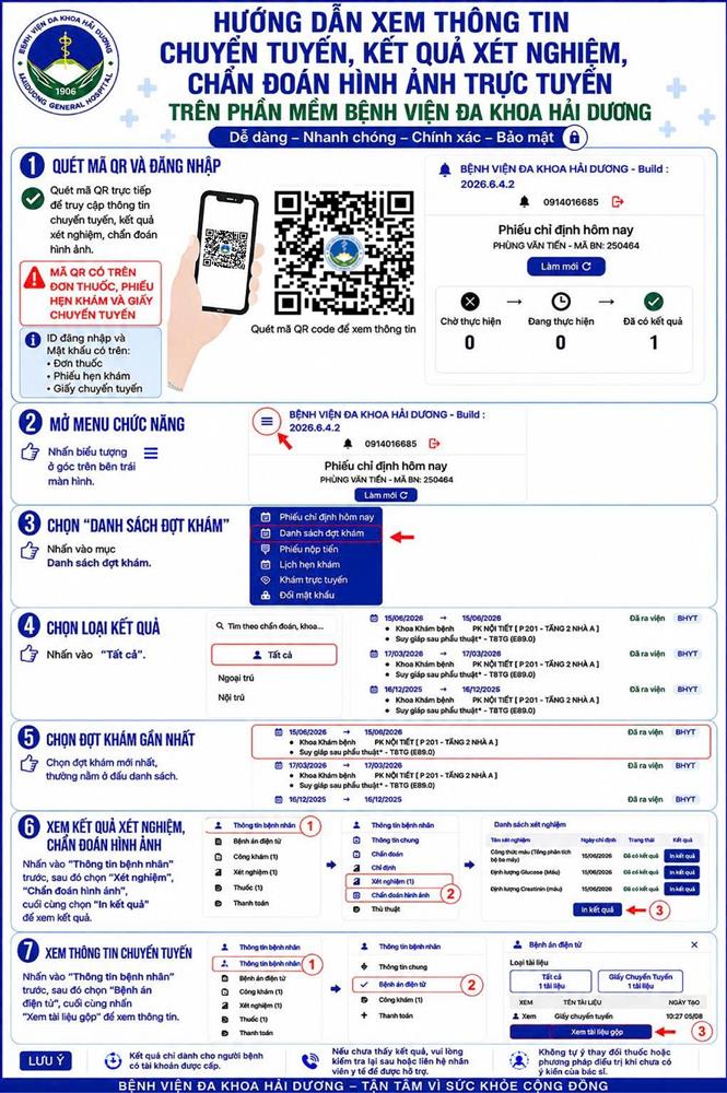 HƯỚNG DẪN XEM KẾT QUẢ XÉT NGHIỆM TRỰC TUYẾN TRÊN PHẦN MỀM BỆNH VIỆN ĐA KHOA HẢI DƯƠNG